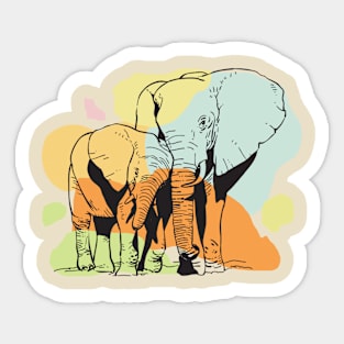 Mother Elephant and Her Child Sticker